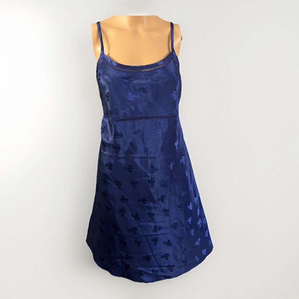 VTG Valerie Stevens Intimates Chemise Nightgown Blue Floral Sleepwear Size‎ LG